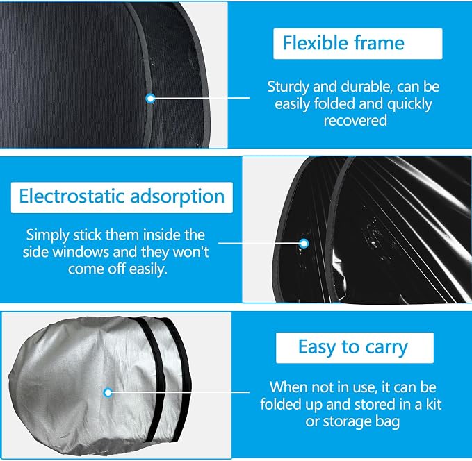 Wuyaoyao 2PCS Car Window Shades, 19.69"×12.13" Static Cling Auto Side Window - Image 6