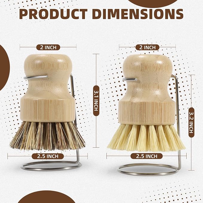 6-Piece Bamboo Dish Brush Set - Image 5