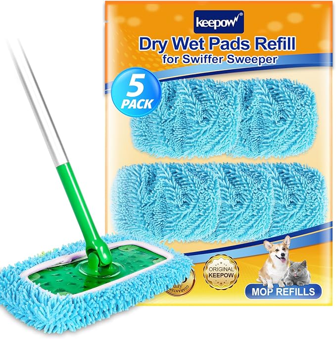 KEEPOW Dry Sweeping Cloths Microfiber Wet Mop Pads Refill Compatible by KEEPOW