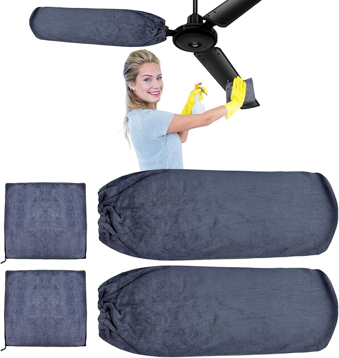 4 PCS Ceiling Fan Duster Kits, 100% Microfibre Fan Blade Cleaner by Hlimior