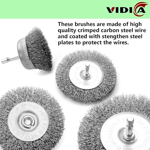 Wire Brush Set 20 Pcs, 1/4 Inch Hex Shank Wheel - Image 5