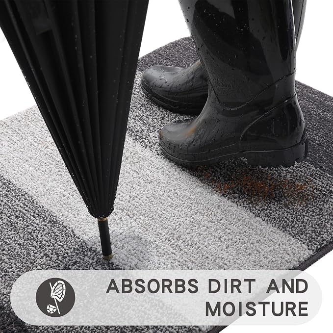Kitinjoy Indoor Outdoor Door Mat, 32x20 Non-Slip Absorbent Dirt Trapper - Image 2
