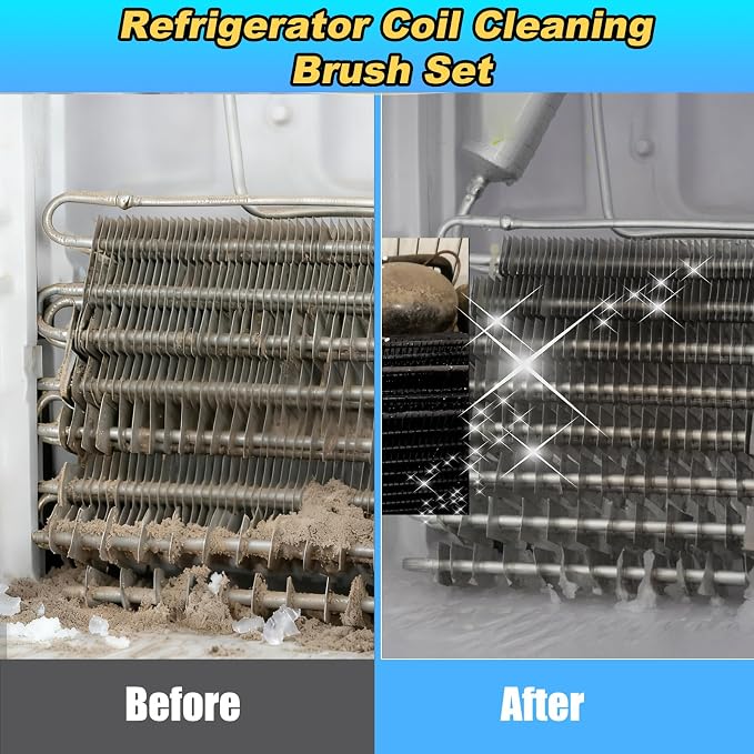 Palksky Refrigerator Coil Cleaning Brush Set, Fridge Radiator Brush & Condenser - Image 3