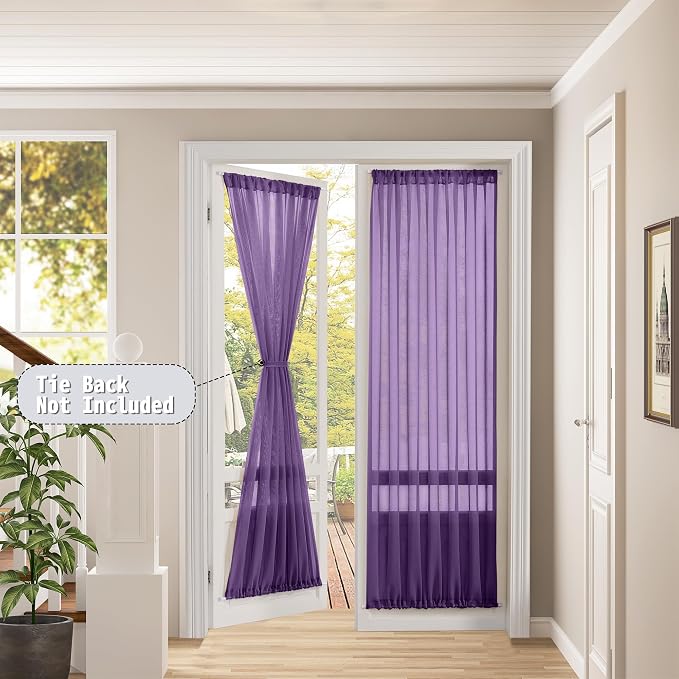 Tollpiz Sheer Curtains Closet Linen Textured Curtain Sheers Doorway Light - Image 2