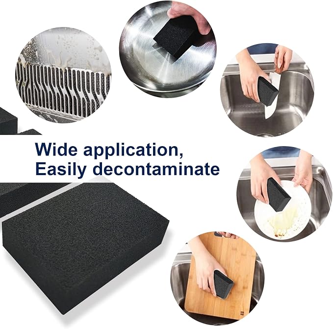 8pc Black Carborundum Sponge Nano Emery Sponges Caspian Stone Pot Clean Brush - Image 3