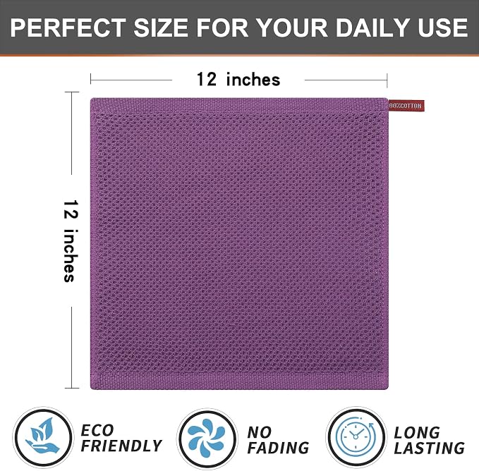 Kitinjoy 100% Cotton Kitchen Dish Cloths, 6 Pack Waffle Weave Ultra Soft - Image 5