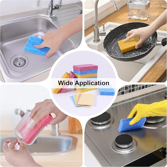 15 Pcs Cellulose Sponges Kitchen, 5 Colors Non-Scratch Colorful Sponges - Image 5