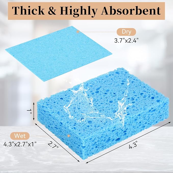 6 Pcs Kitchen Sponges for Dishes Cleaning, Non Scratch for Non Stick Cookware - Image 2