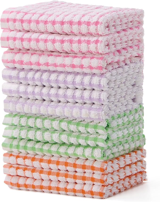 Egles 12 Packs Kitchen Dishcloths 12x12 Inches 100% Cotton Kitchen Dish Cloths by Egles