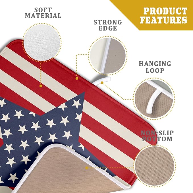 Blue Star Patriotic July of 4th Dish Drying Mat - Image 4