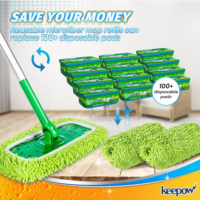 KEEPOW Reusable Dry Sweeping/Wet Mopping Cloths Compatible - Image 9