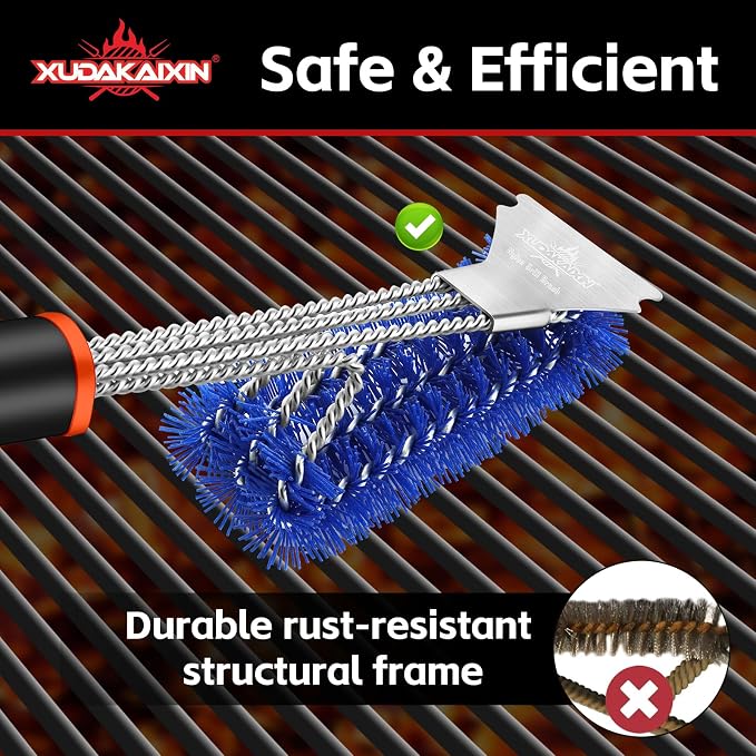 Grill Brush and Scraper, Safe Nylon Bristles Barbecue Triple Scrubbers Cleaning - Image 6