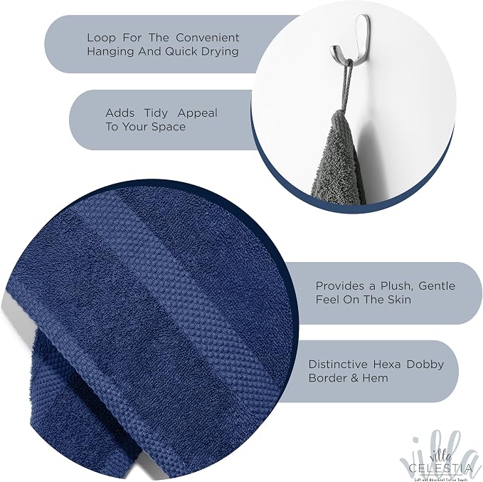 100% Combed Cotton Bathroom Towel Set of 10- 2 Bath Towels, 4 Hand Towels - Image 4
