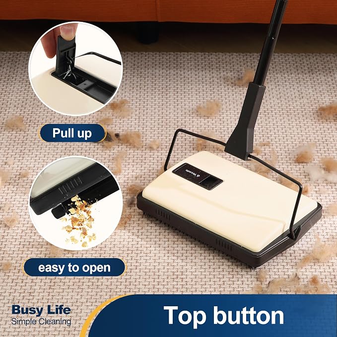 Yocada Manual Carpet Sweeper Cleaner Household Sweeper Lightweight Hand Push - Image 4