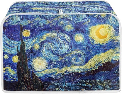 ZFRXIGN Starry Night Toaster Cover 4 Slice Small Appliance Covers Toaster Bag Dust Cover with Top Handle Cute Toaster Oven Cover Washable Blue