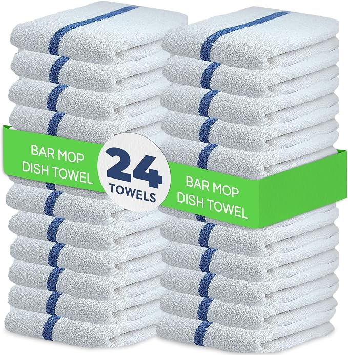 Towels N More 24 Pack 16x19 Bar Mop Towels High Absorbent Cotton Reusable by TowelsNMore