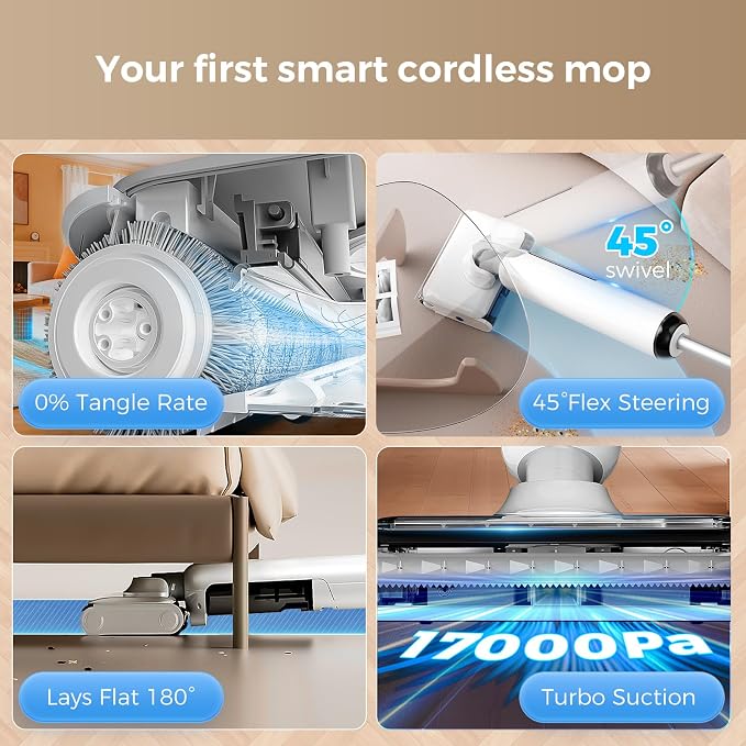 Wet Dry Vacuum Cleaner, 180°Lie-Flat Vacuum Mop All in One - Image 8