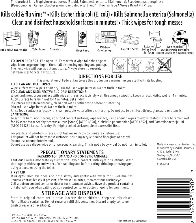 Amazon Basics Disinfecting Wipes, Lemon Scent, - Image 6