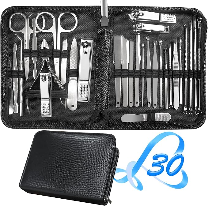 Manicure Set 30 in 1 Fingernail Clipper Set, Manicure Kit, Pedicure Kit by RedFlow-official