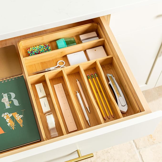 SMIRLY Silverware Drawer Organizer – Bamboo Kitchen Drawer Organizer, - Image 6
