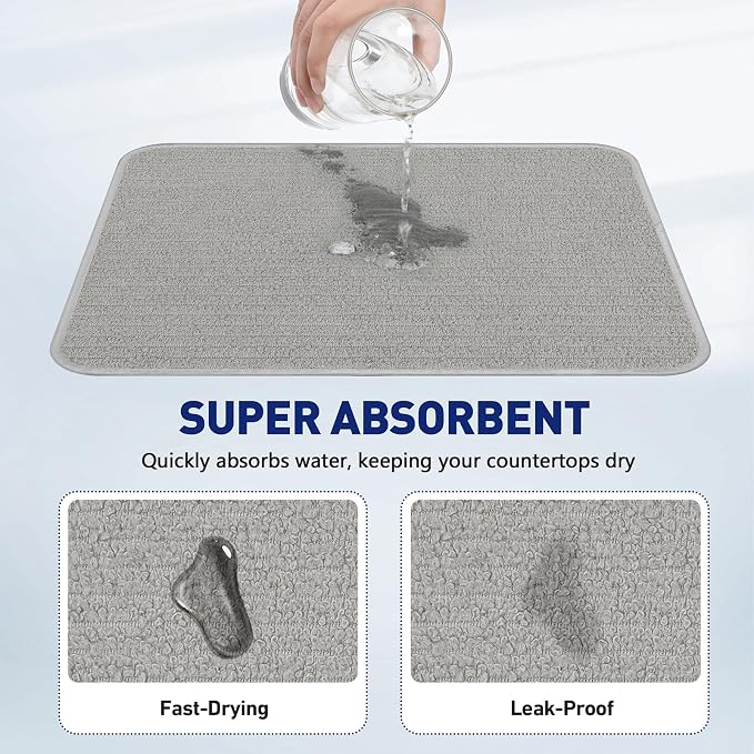 14.6*11.8 inch Microfiber Dish Drying Mat, 2 Compact Ultra Absorbent Dish Mat - Image 3