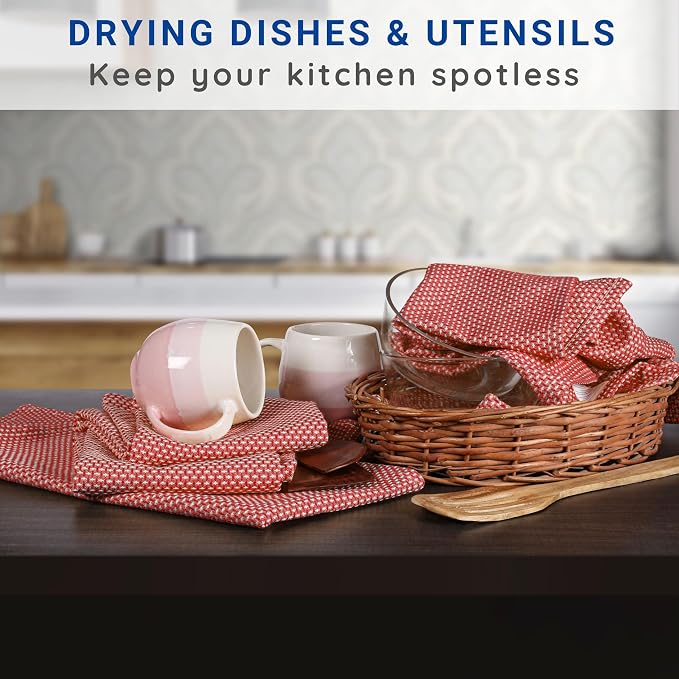 TWINY threads 6-Pack Cotton Kitchen Towels, 18x28 Inches, Soft & Absorbent Dish - Image 4