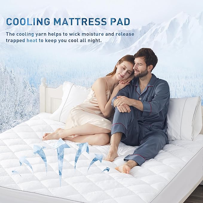 Sunflower Cooling Quilted King Mattress Protector, Extra Deep Pocket Thin Version, Machine Washable Durable