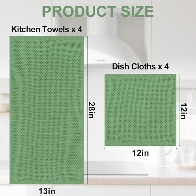 Homaxy 100% Cotton Kitchen Towels and Dishcloths Set, 12 x 12 Inches and 13 x - Image 4