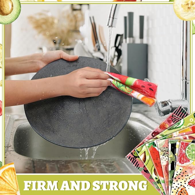 36 Pack Fruit Reusable Cleaning Cloths Washable Cotton Kitchen Towels - Image 6