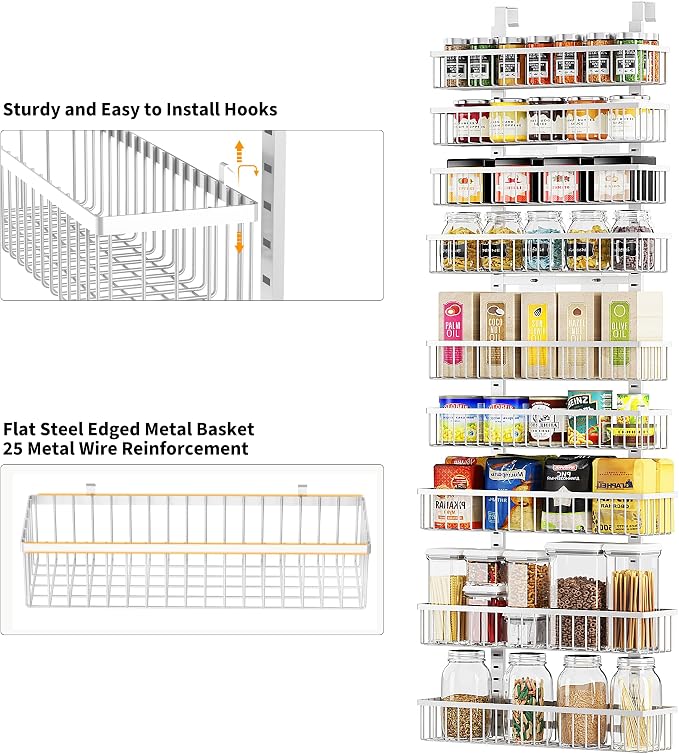 Moforoco 9-Tier White Over The Door Pantry Organizer, Pantry Organization and - Image 2