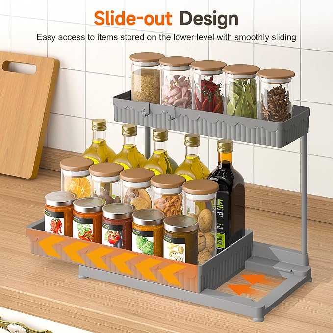 3 Pack Multi-Purpose Under Sink Organizers and Storage, 2026 L-Shaped Pull Out - Image 3
