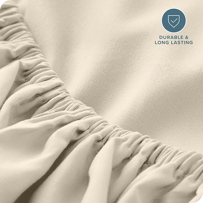 Bare Home Fitted Bottom Sheet Twin XL Size - Premium 1800 Microfiber - Ultra-Soft Hotel Luxury - Deep Pocket - Durable and Long Lasting (Twin XL, Sand)
