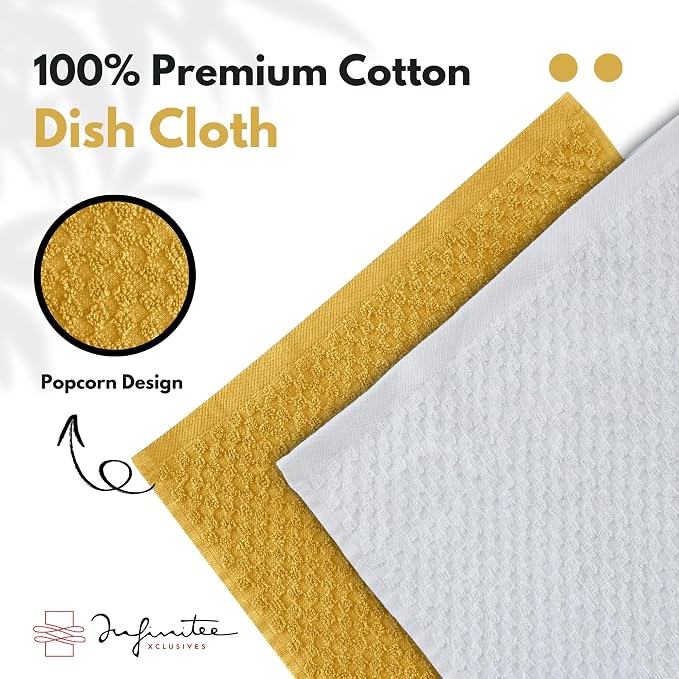 Infinitee Xclusives Premium Dish Cloth 100% Cotton 12 x 12 Inches |Pack of - Image 5