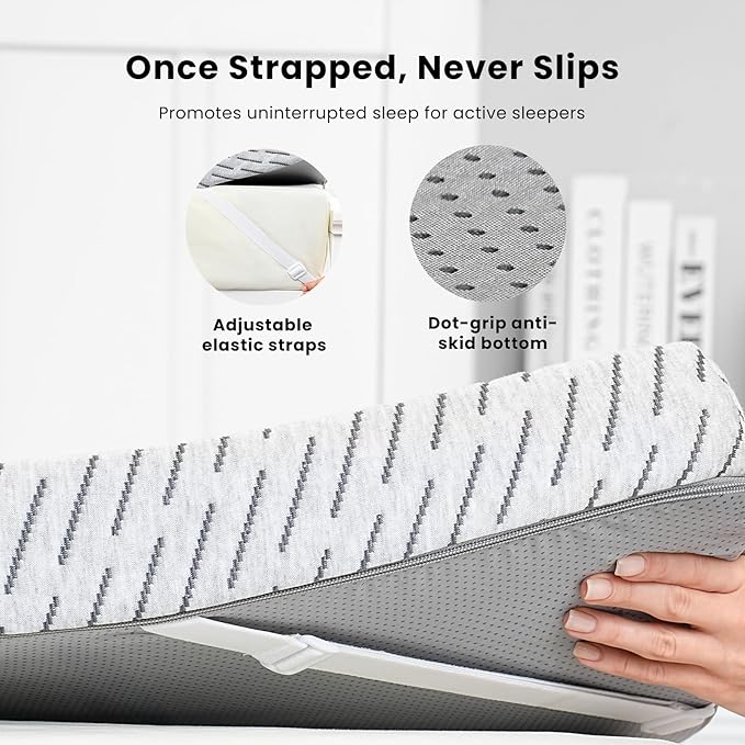 Bamboo Mattress Topper King Size 3 Inch, Cooling Gel & Bamboo Charcoal Memory Foam Mattress Topper for Back Pain Relief, Firm Dual-Layer Foam Bed Pad with Removable Cover