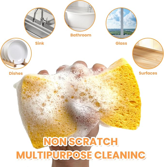 8-Count Pop Up Cellulose Sponges | Non-Scratch Eco-Friendly Kitchen Sponges - Image 7