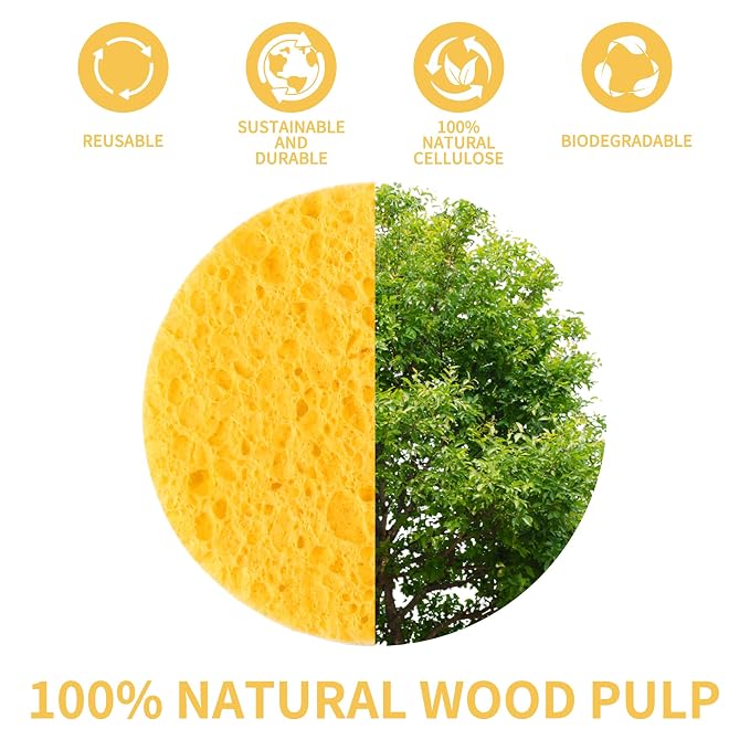 100-Count Compressed Facial Sponges, Natural Cosmetic Spa Sponges - Image 8