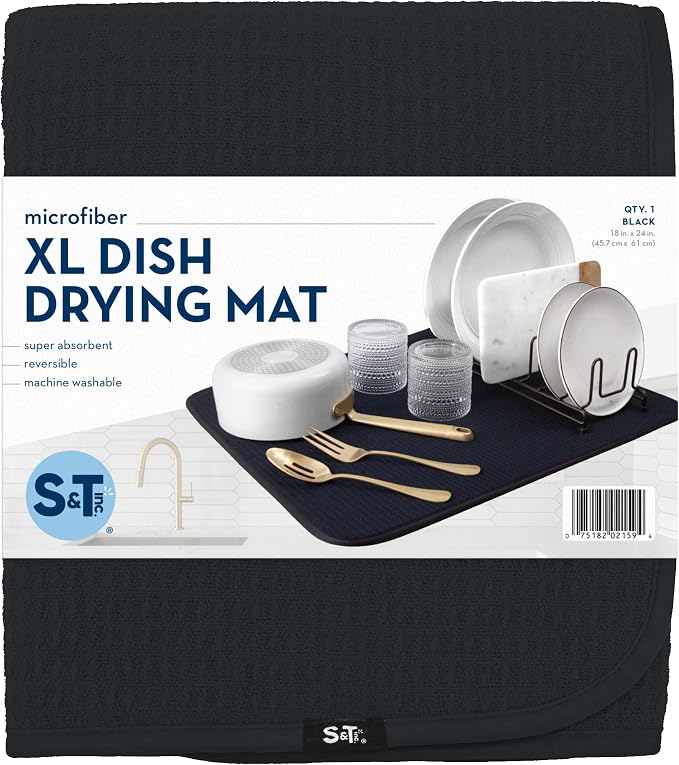 S&T INC. Dish Drying Mat XL, 18” x 24”, Absorbent Microfiber Kitchen Counter Mat - Image 8