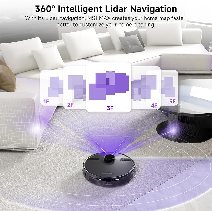 MONSGA Robot Vacuum and Mop Combo, 5000Pa Robotic Vacuum - Image 4
