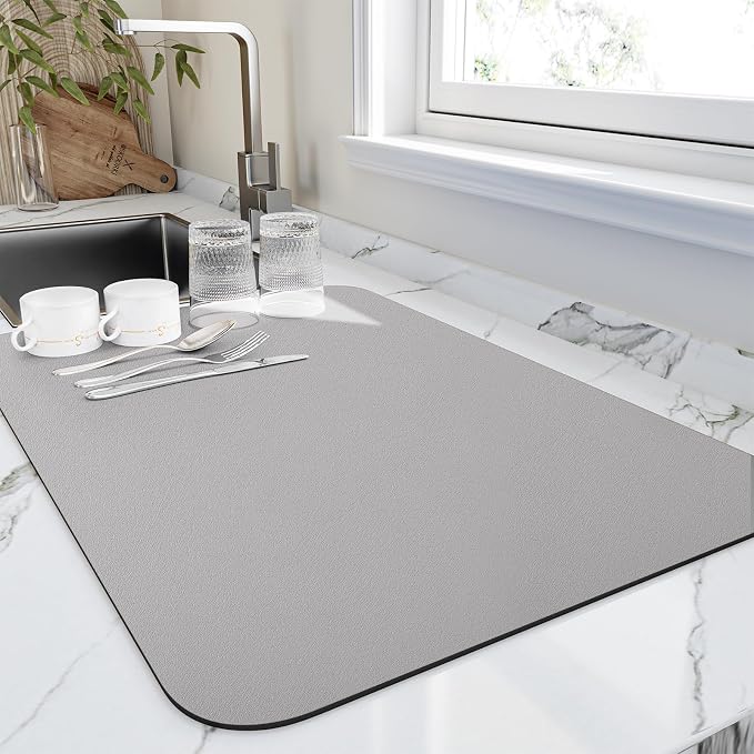 Dish Drying Mat for Kitchen Counter, Heat Resistant Drainer Mats by HotLive