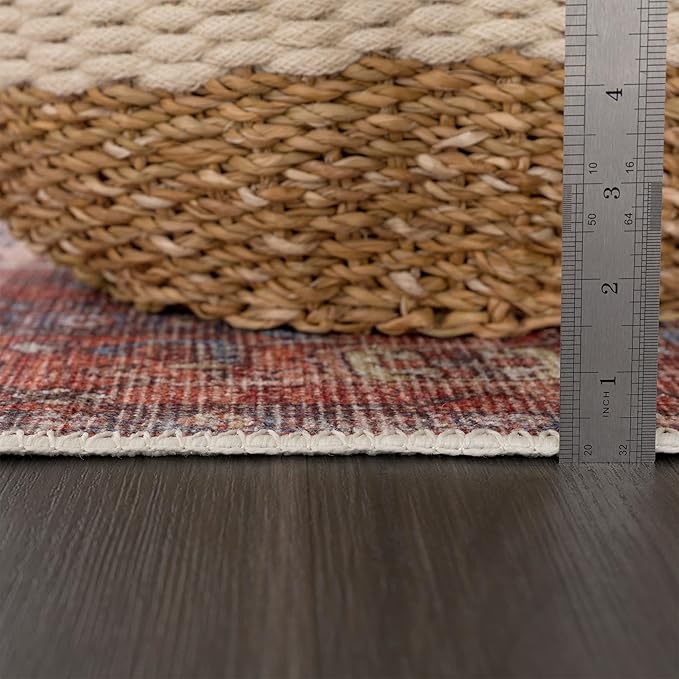 Bloom Rugs Washable Non-Slip 10x14 Rug - Red/Orange/Beige Traditional Oriental Area Rug for Living Room, Bedroom, Dining Room, and Kitchen - Exact Size: 10' x 14'