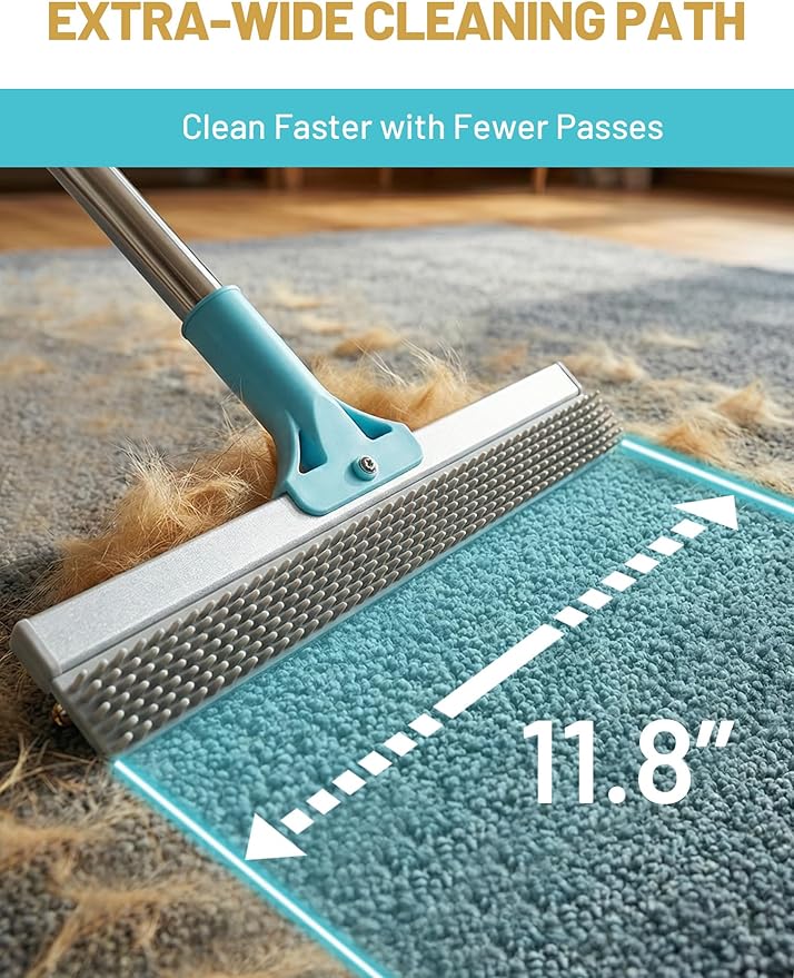 DELOMO Carpet Rake for Pet Hair Removal Carpet Scraper Broom - Image 5