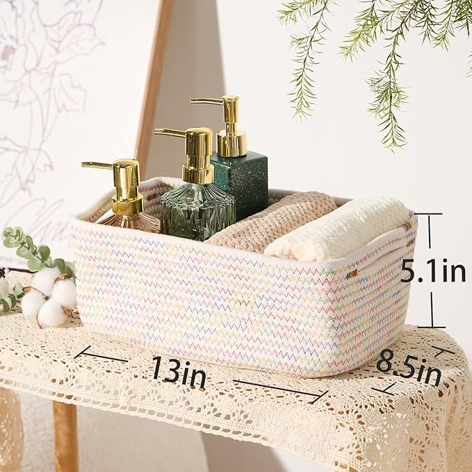 Small Storage Baskets for Organizing | Closet Organizer Bins | Shelf Toy Basket - Image 3