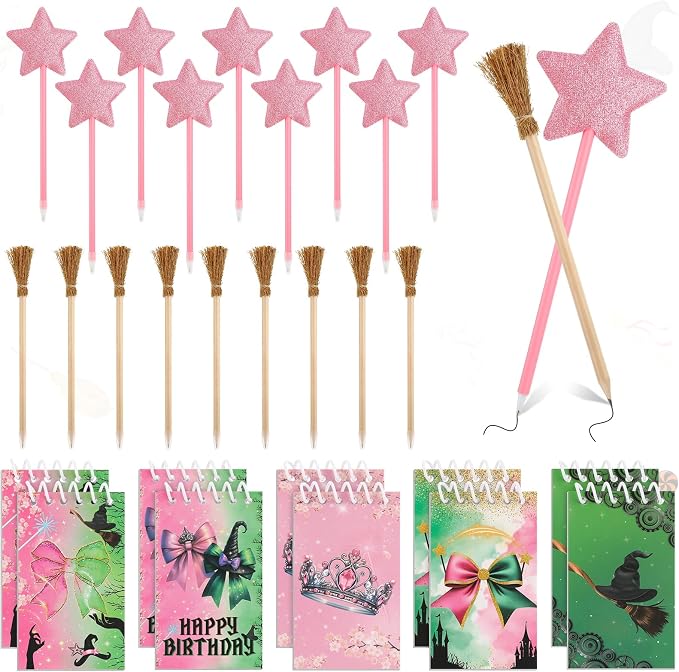 40 Pcs Princess and Witch Party Favors Include 10 Witch Broom Pencils 10 Pink - Image 8