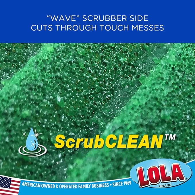 LOLA Heavy Duty Scrub Sponges, 2 Pack, Made in USA, Superior Sponge Lasts up to - Image 6