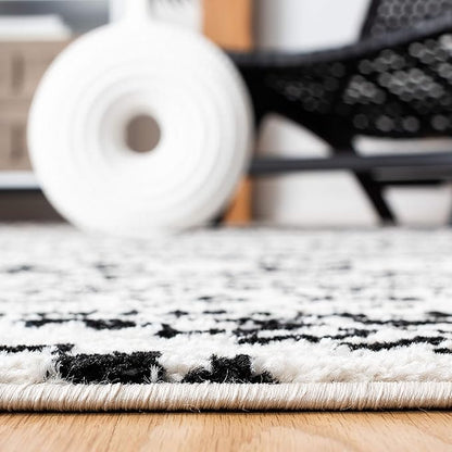 SAFAVIEH Tulum Collection Area Rug - 3' Square, Ivory & Black, Moroccan Boho Tribal Design, Non-Shedding & Easy to Clean, Ideal for Entryway, Foyer, Accent Space, Bedroom (TUL272B)