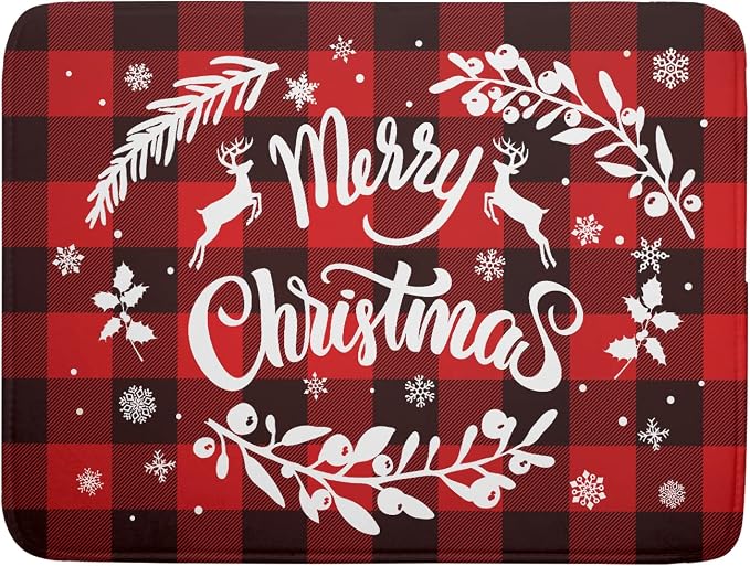Merry Christmas Dish Drying Mat 18x24 Inch by Kawani