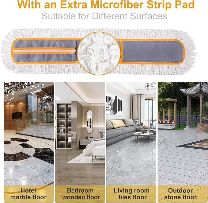 36" Commercial Dust Mops for Floor Cleaning Heavy Duty Floor Duster Mop - Image 4