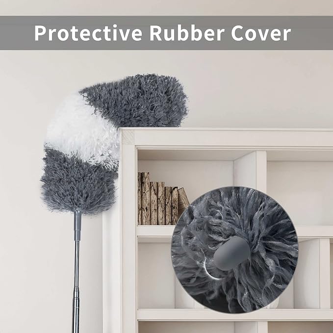BOOMJOY Microfiber Feather and Cobweb Duster Set, Bendable Head and 100 inches - Image 4