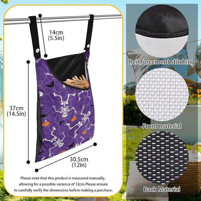 Gothic Skull Summer Clothes Pin Bag Clothespin Bags Holder Clothespin Holder - Image 6