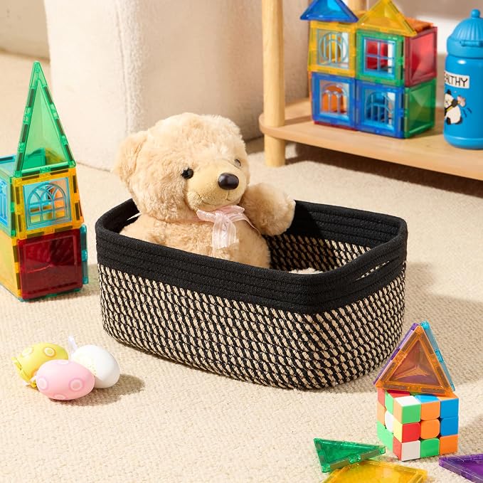 Small Storage Baskets for Organizing | Closet Organizer Bins | Shelf Toy Basket - Image 4